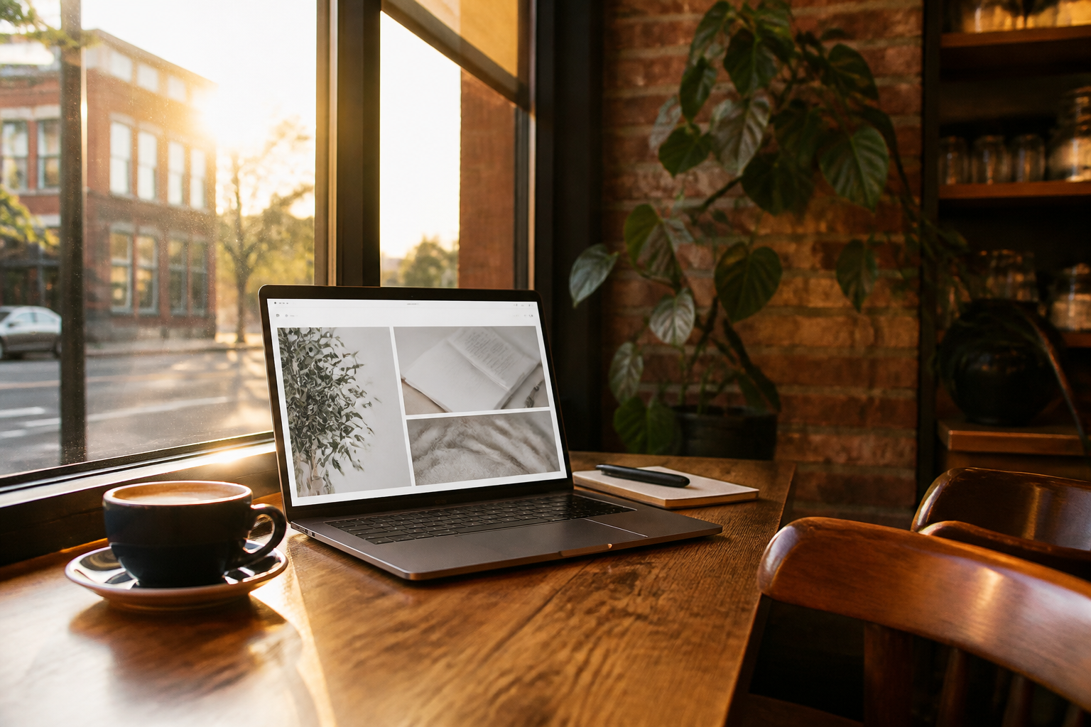 Small business website design in progress at a Saskatoon cafe local web design work